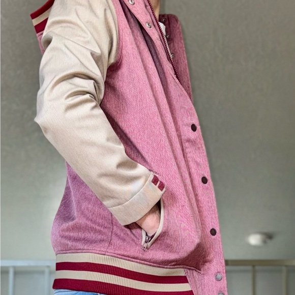 Empyre Stylish red and Beige Hooded VarsityJacket - Picture 7 of 8